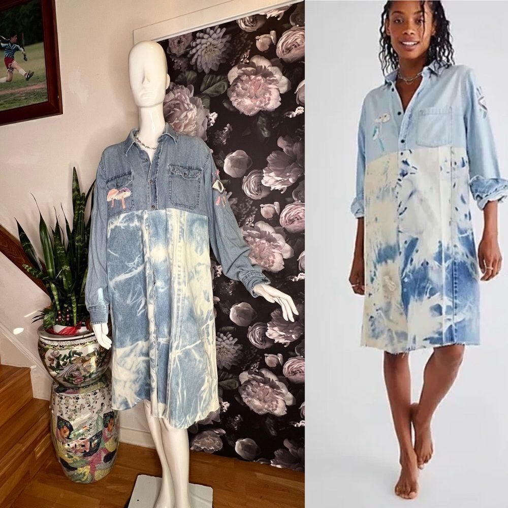 New Free People Tricia Fix Denim Cutout Patch jacket - Picture 2 of 4